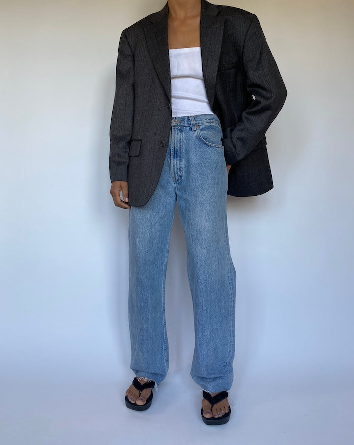 VINTAGE CHECKED SINGLE BREASTED BLAZER 2209