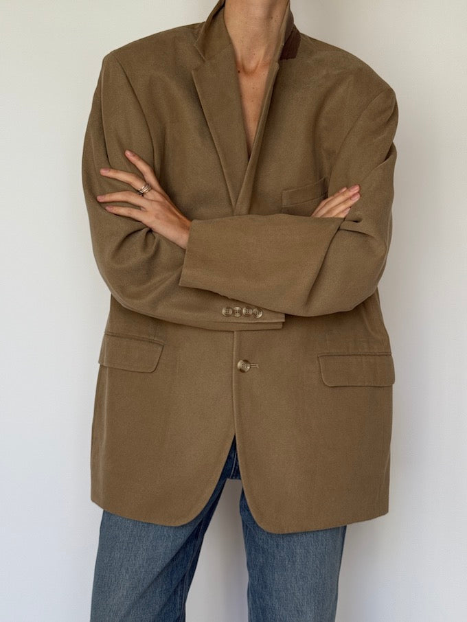 Vintage Single-Breasted Blazer Beige 6608