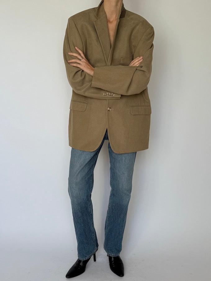 Vintage Single-Breasted Blazer Beige 6608