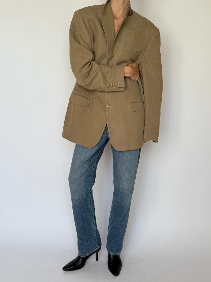 Vintage Single-Breasted Blazer Beige 6608