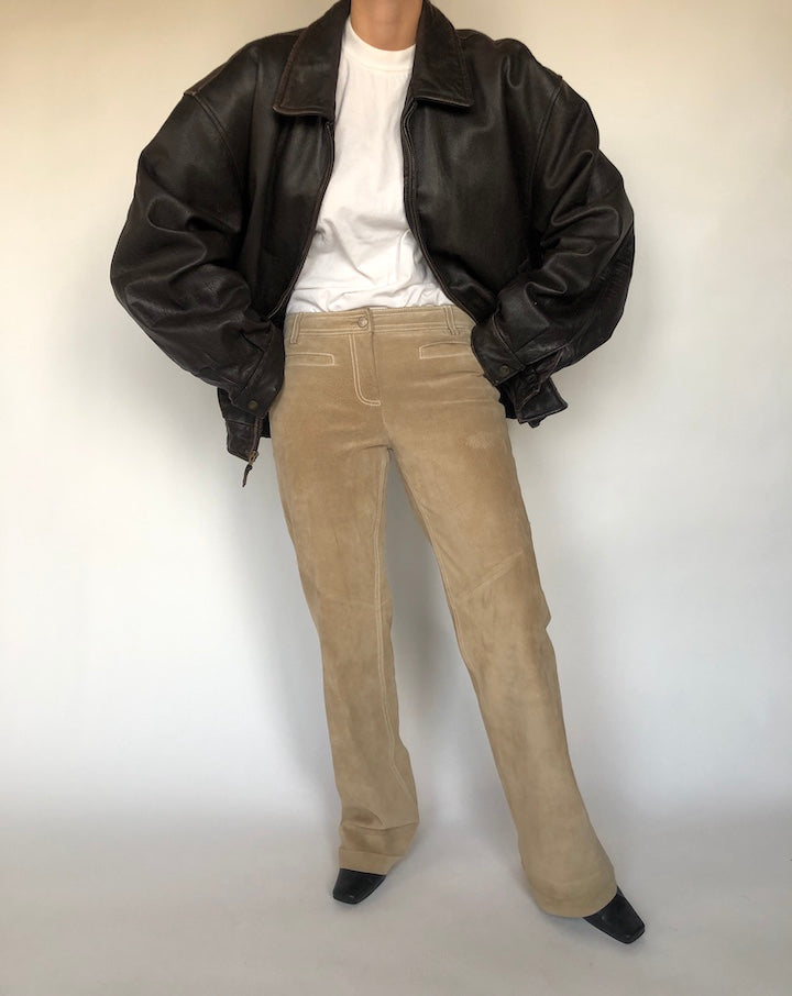 VINTAGE DARK BROWN LEATHER JACKET 296