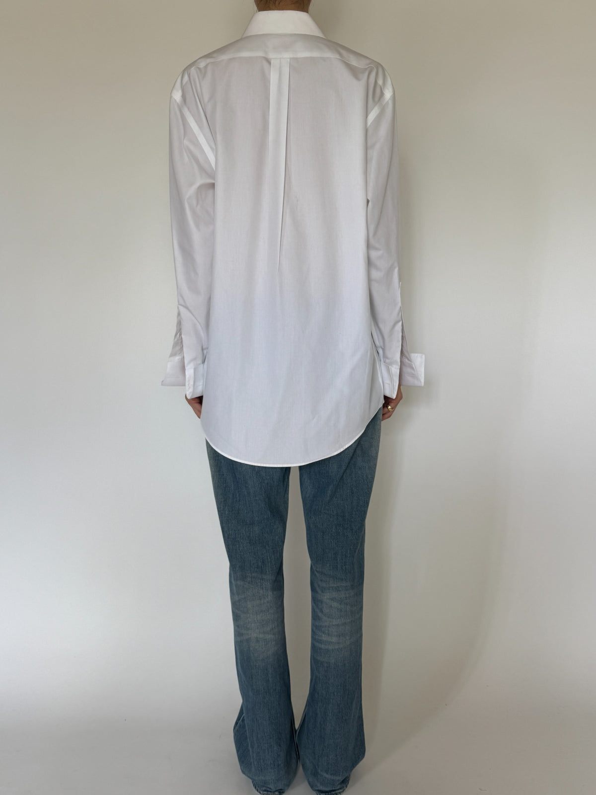 Vintage pleated tuxedo shirt white back view