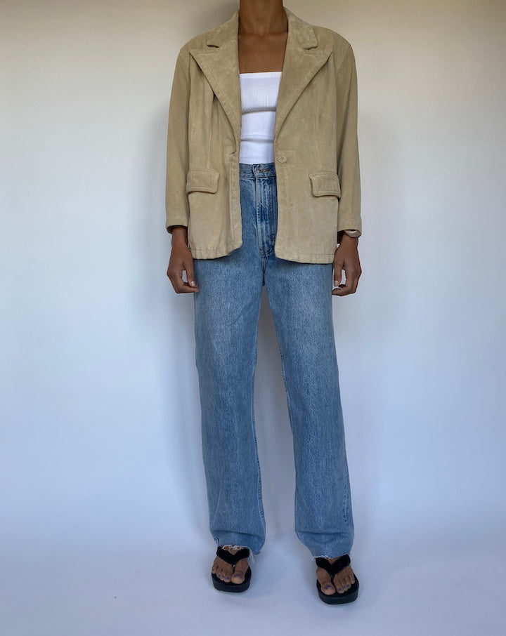 VINTAGE BEIGE SUEDE LEATHER JACKET 2187