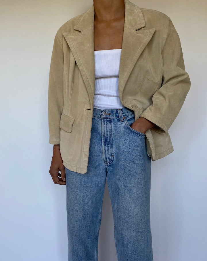 VINTAGE BEIGE SUEDE LEATHER JACKET 2187