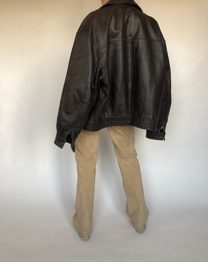 VINTAGE DARK BROWN LEATHER JACKET 296