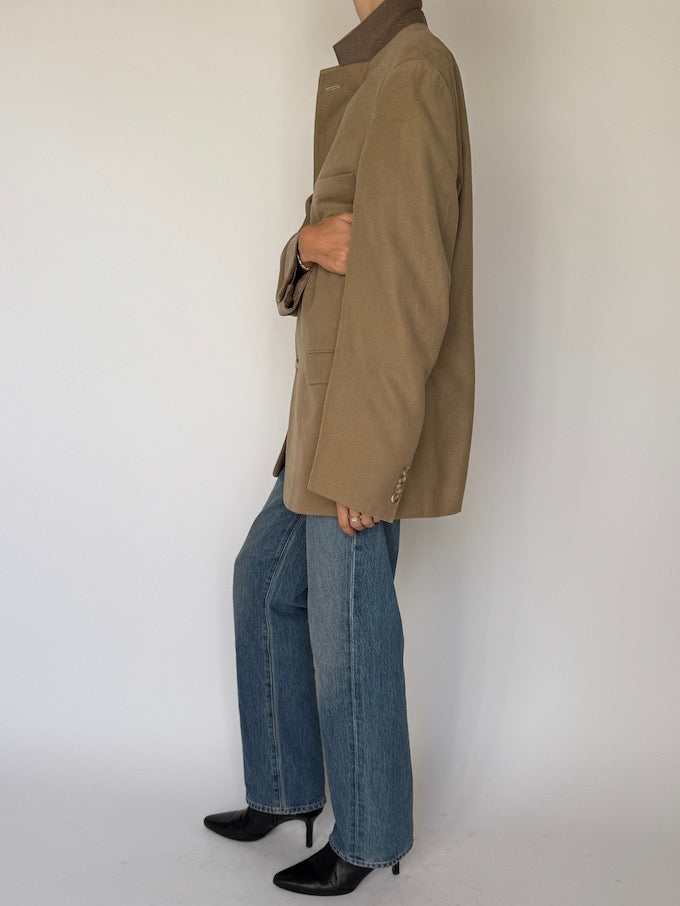 Vintage Single-Breasted Blazer Beige 6608