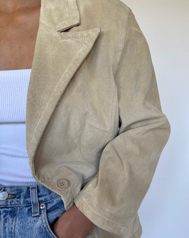 VINTAGE BEIGE SUEDE LEATHER JACKET 2187