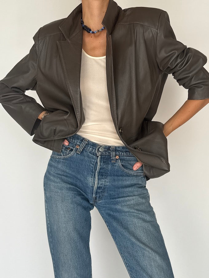 Vintage Leather Jacket Brown 6383