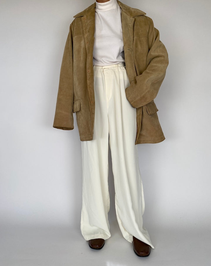 VINTAGE LIGHT BEIGE SUEDE LEATHER JACKET 2250