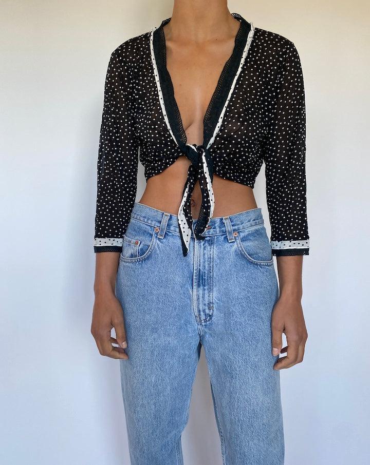 VINTAGE POLKA DOT CROPPED TOP 2801