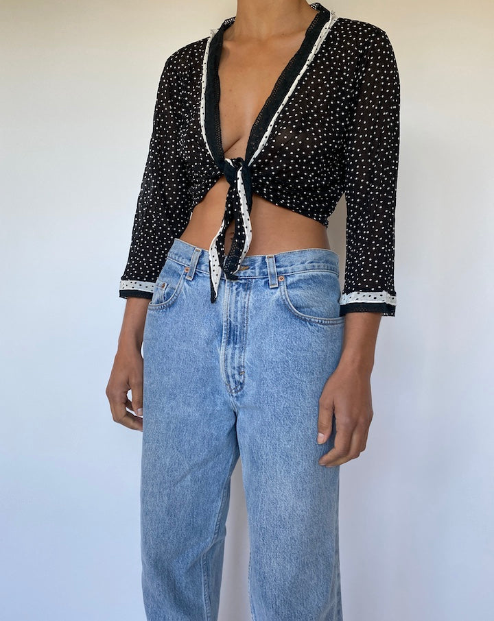 VINTAGE POLKA DOT CROPPED TOP 2801