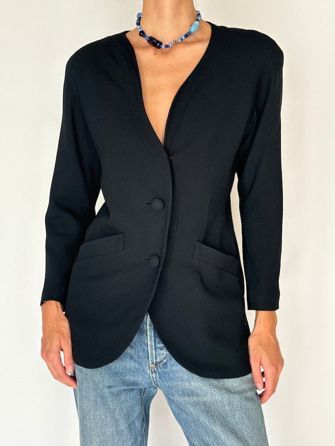 Vintage Structured Black Blazer