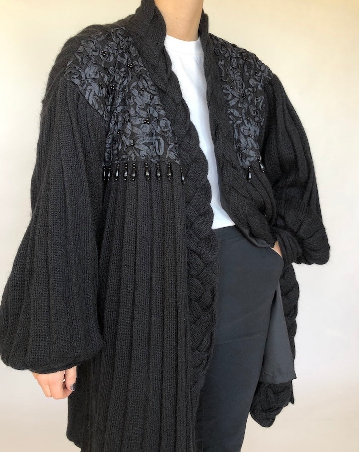 VINTAGE OVERSIZED DETAILED KNIT CARDIGAN 348