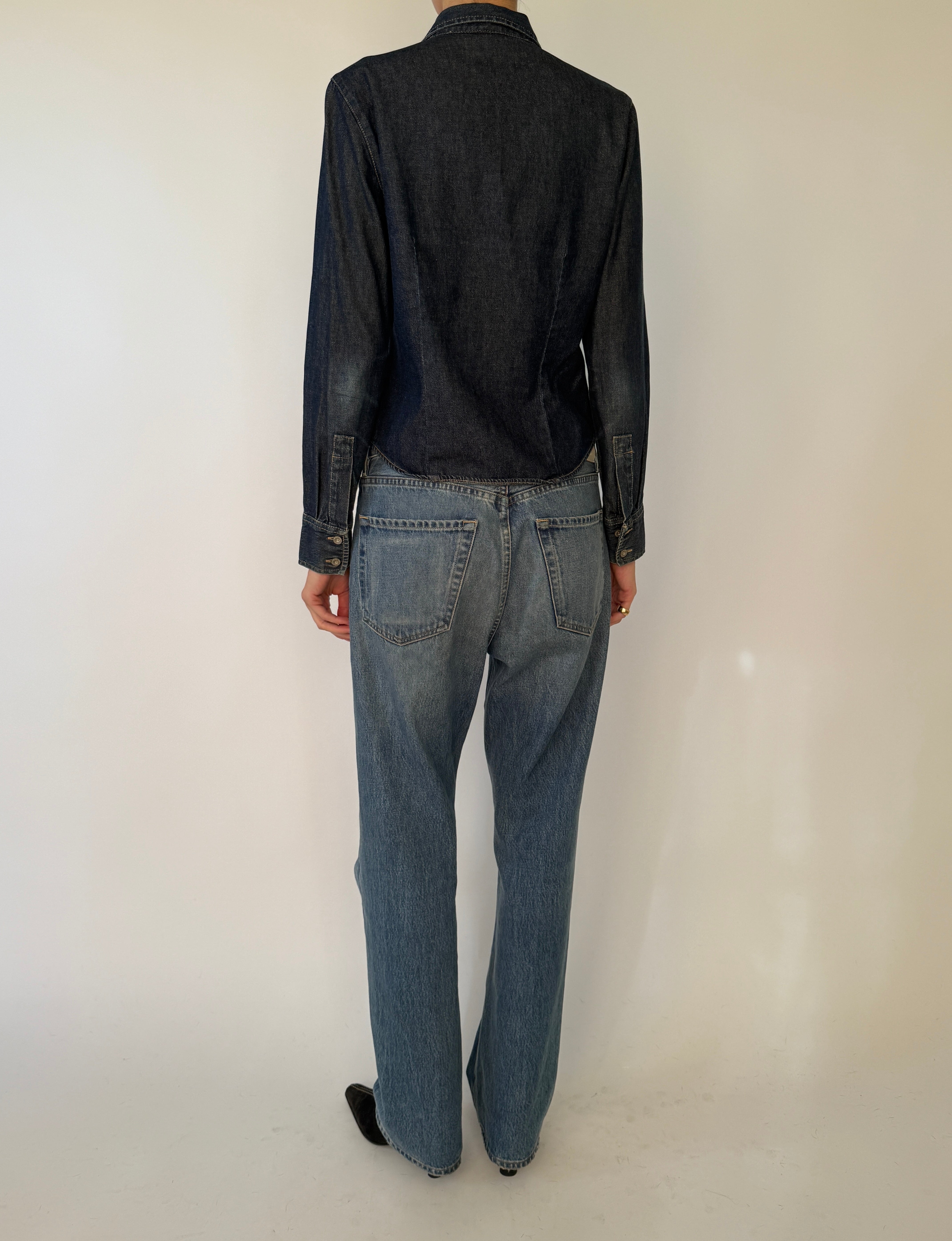 Vintage Levi's Denim Button-Up Shirt in Deep Blue 7159