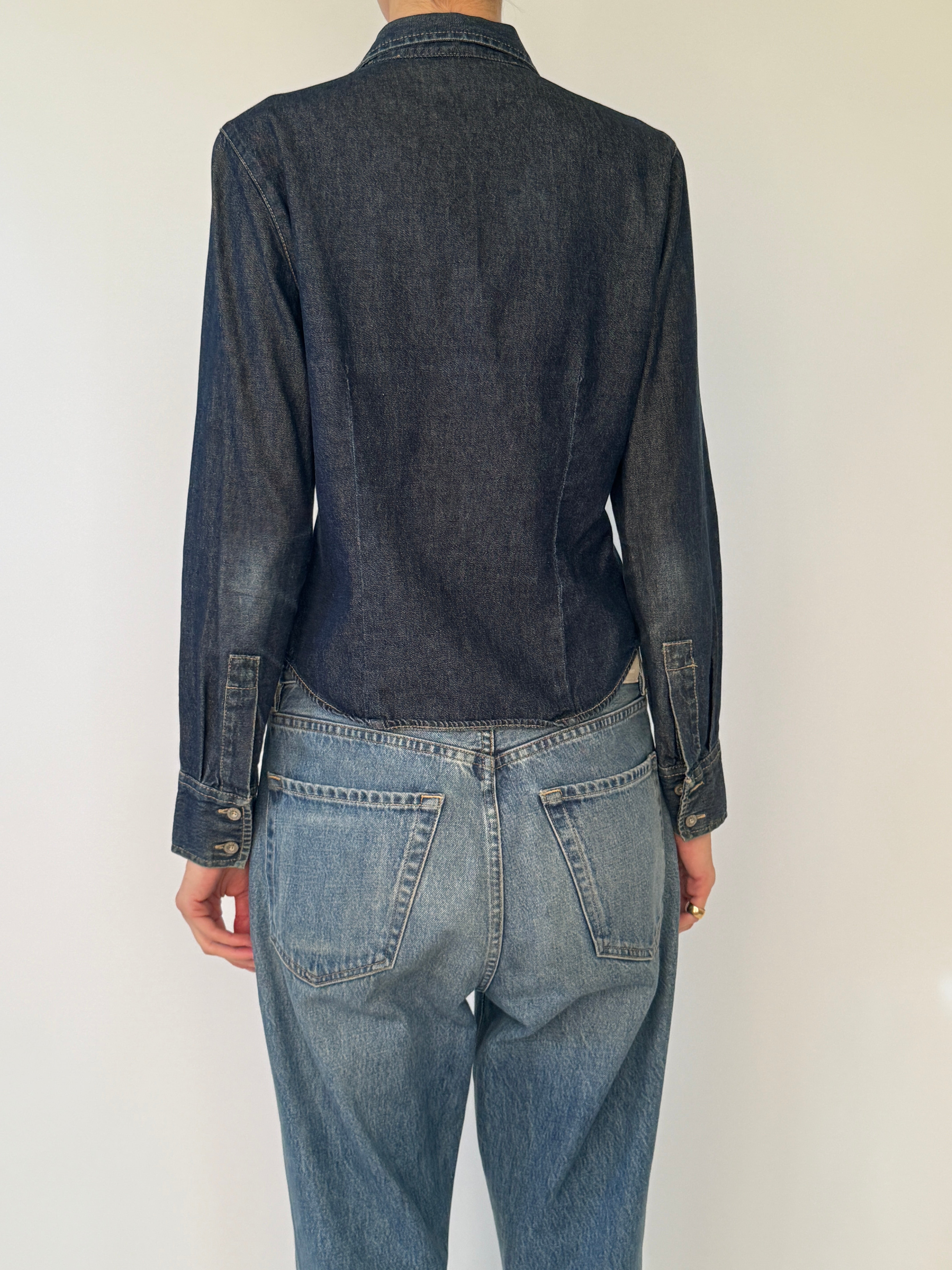Vintage Levi's Denim Button-Up Shirt in Deep Blue 7159