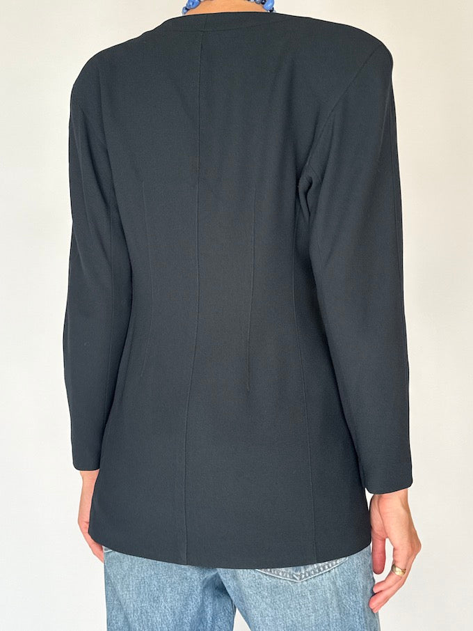 Vintage Structured Black Blazer
