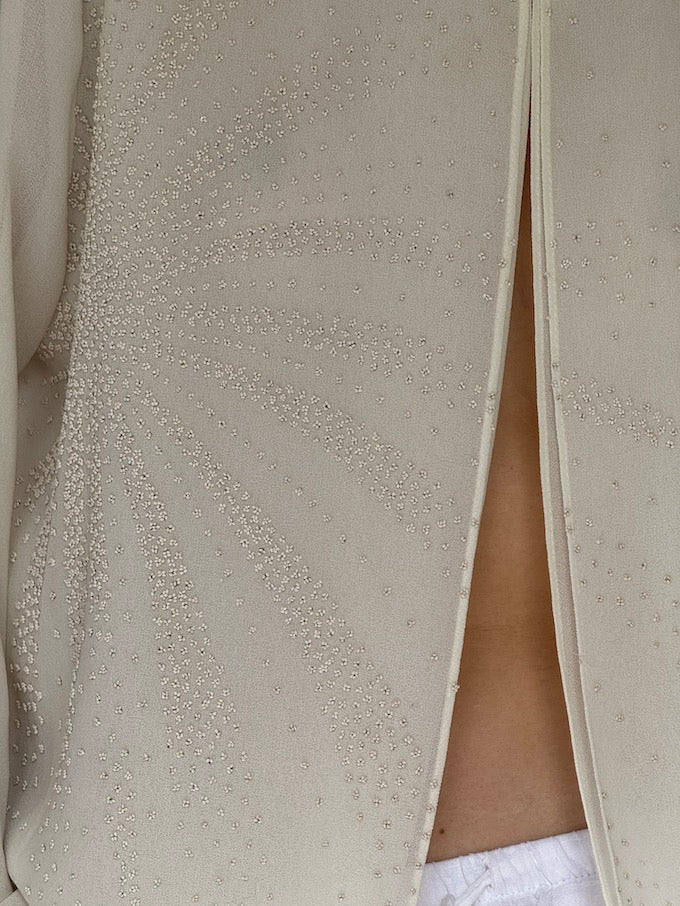 Vintage Beaded Sunburst Sheer Blouse cream 6213