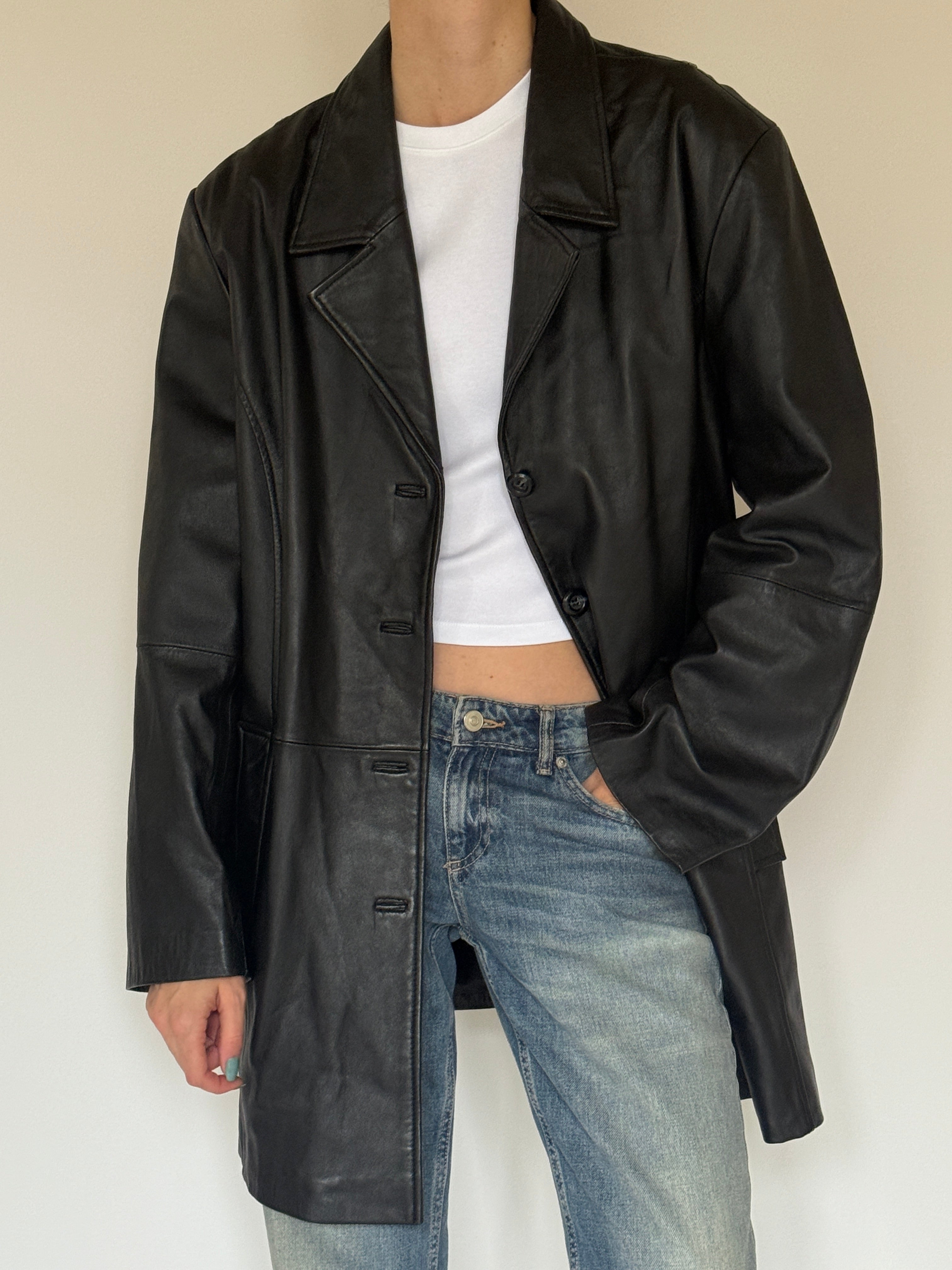 Vintage black leather close-up