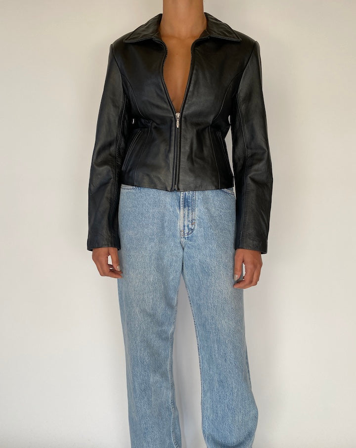VINTAGE BLACK LEATHER JACKET 2264
