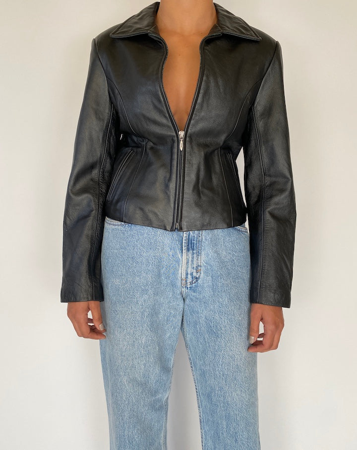 VINTAGE BLACK LEATHER JACKET 2264