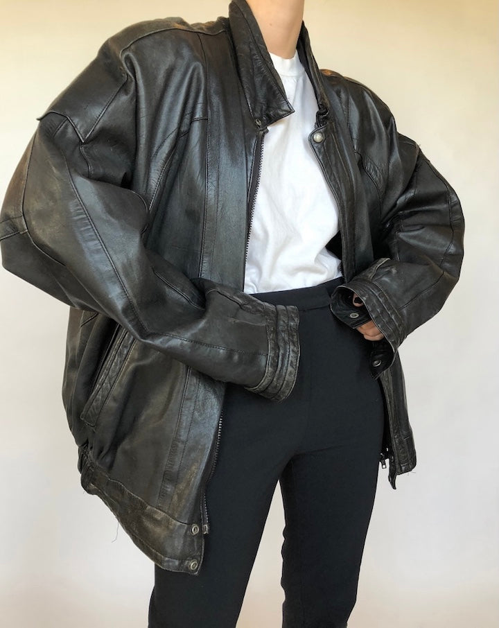 VINTAGE OVERSIZED BOXY LEATHER JACKET 344