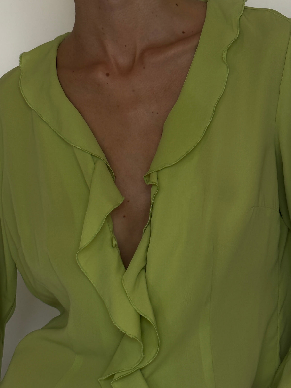 Vintage Ruffle Blouse Chartreuse 8320