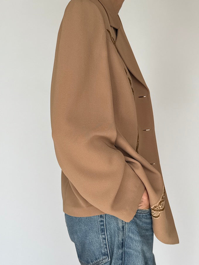 Vintage Western Blazer in Sand Beige