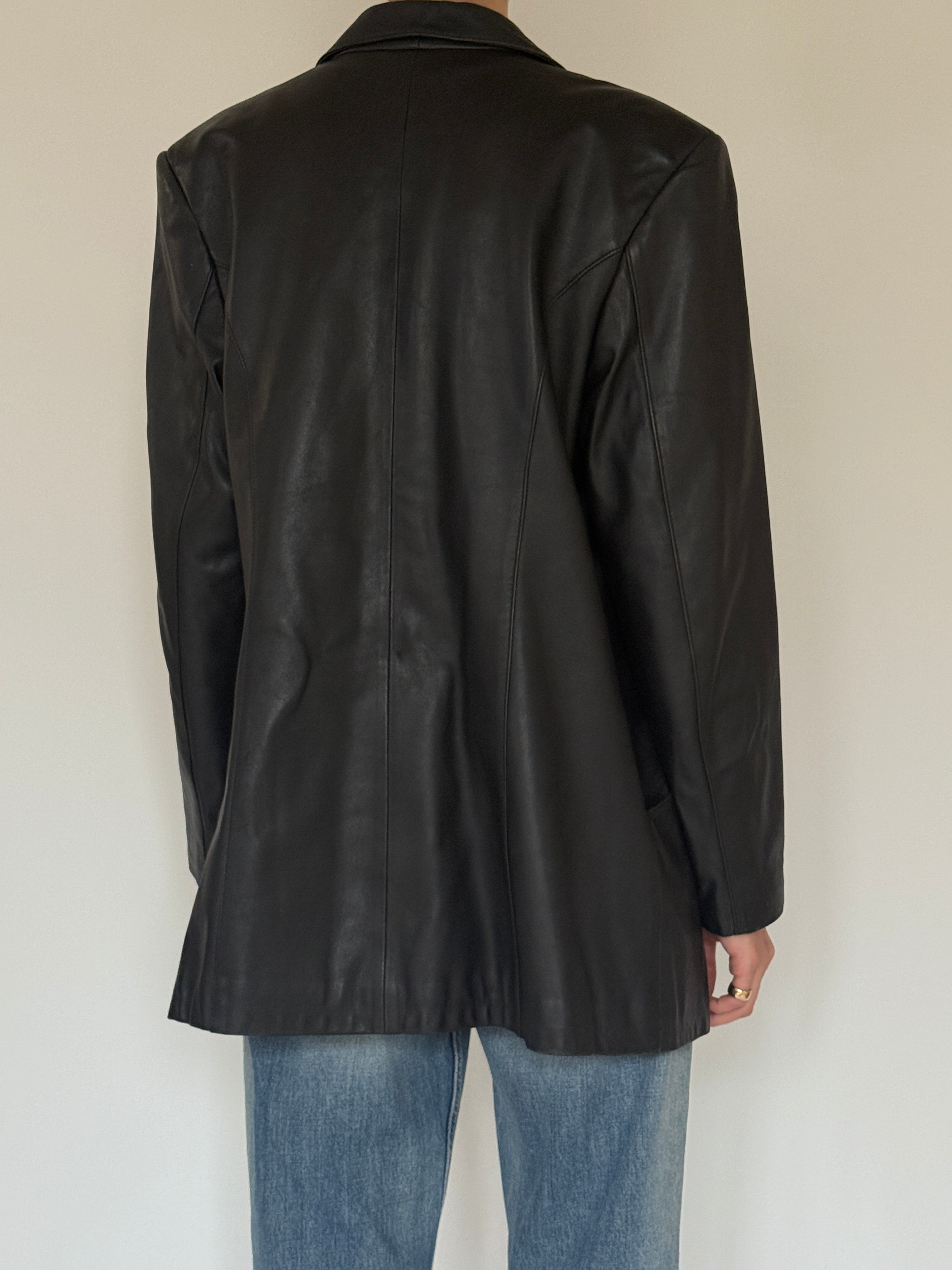 Vintage Leather Blazer Black 7793
