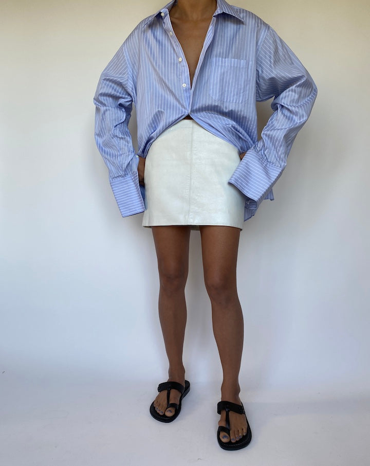 VINTAGE LIGHT BLUE STRIPED LONG SLEEVE BUTTON DOWN SHIRT 2809
