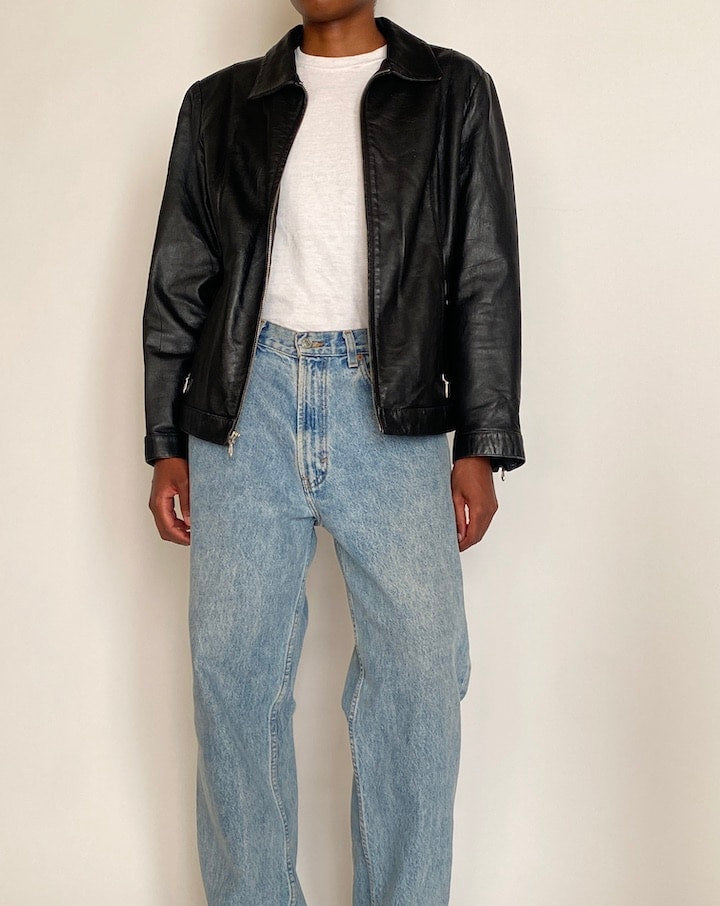 VINTAGE BLACK LEATHER JACKET 4282