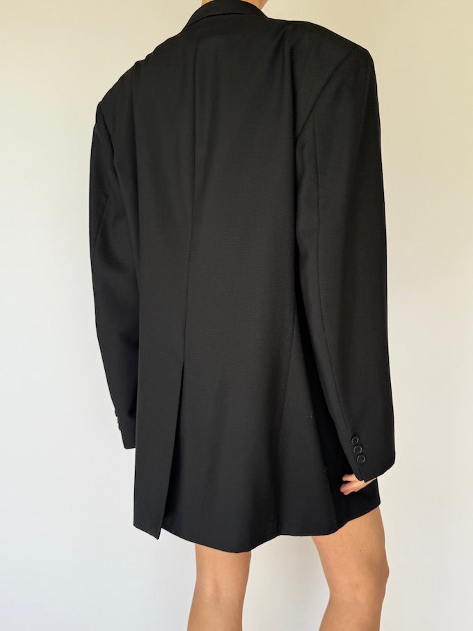 VINTAGE OVERSIZED WOOL BLENDED BLAZER BLACK 5943