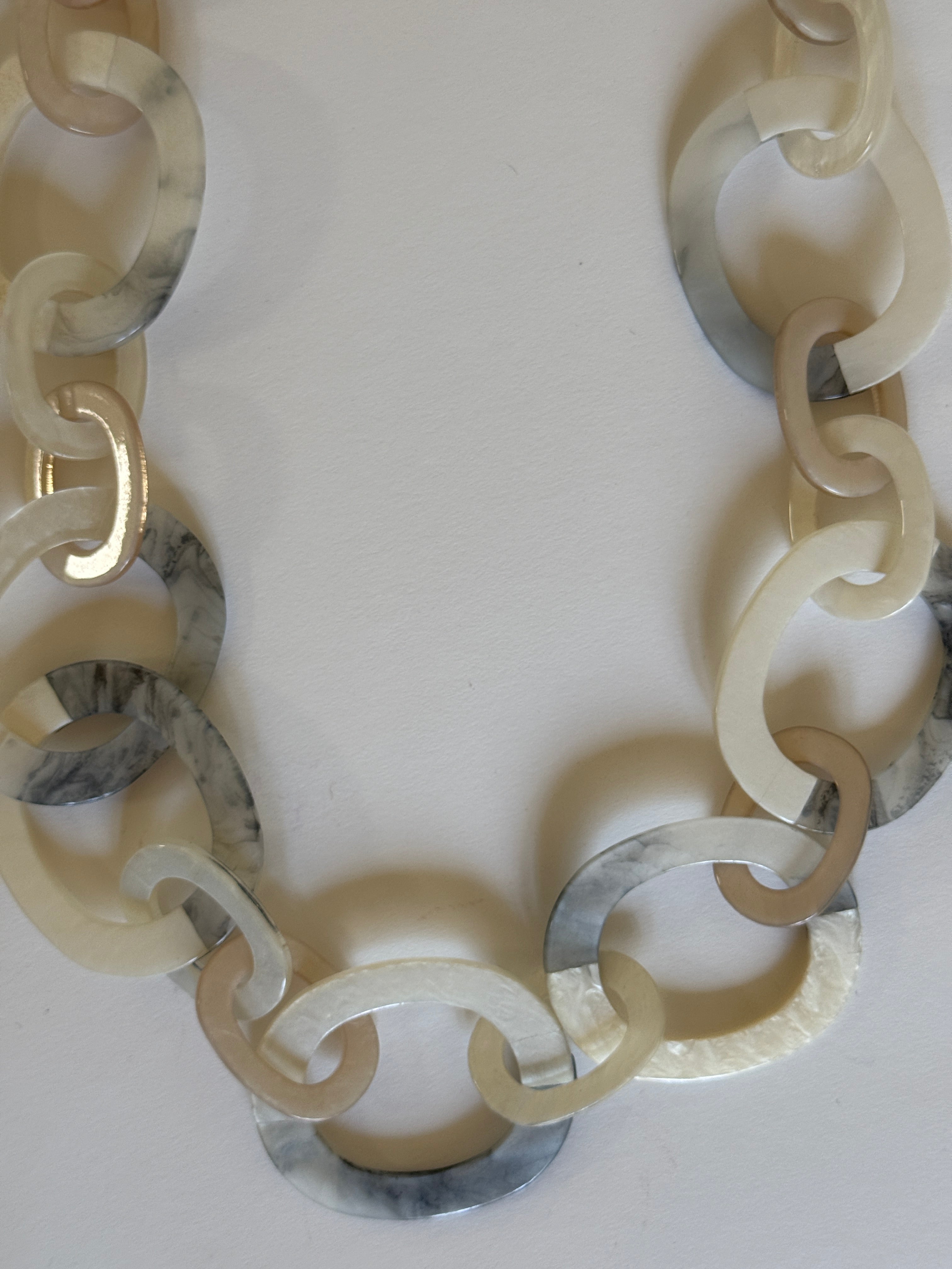 Vintage ivory and marble resin necklace front view