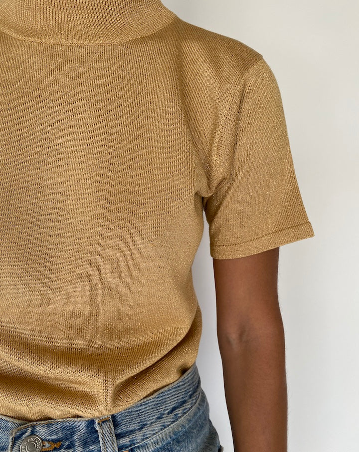 VINTAGE BEIGE/GOLD SILK BLENDED TOP 2271
