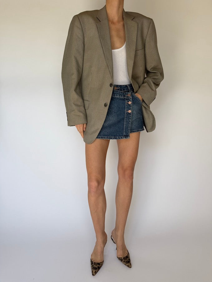 VINTAGE HOUNDSTOOTH BLAZER BEIGE 5961