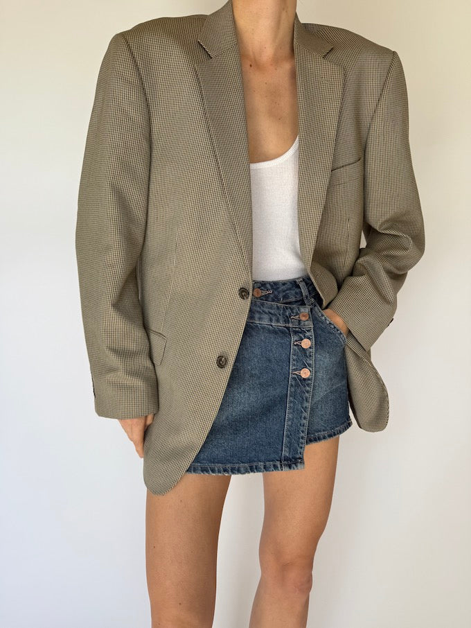 VINTAGE HOUNDSTOOTH BLAZER BEIGE 5961