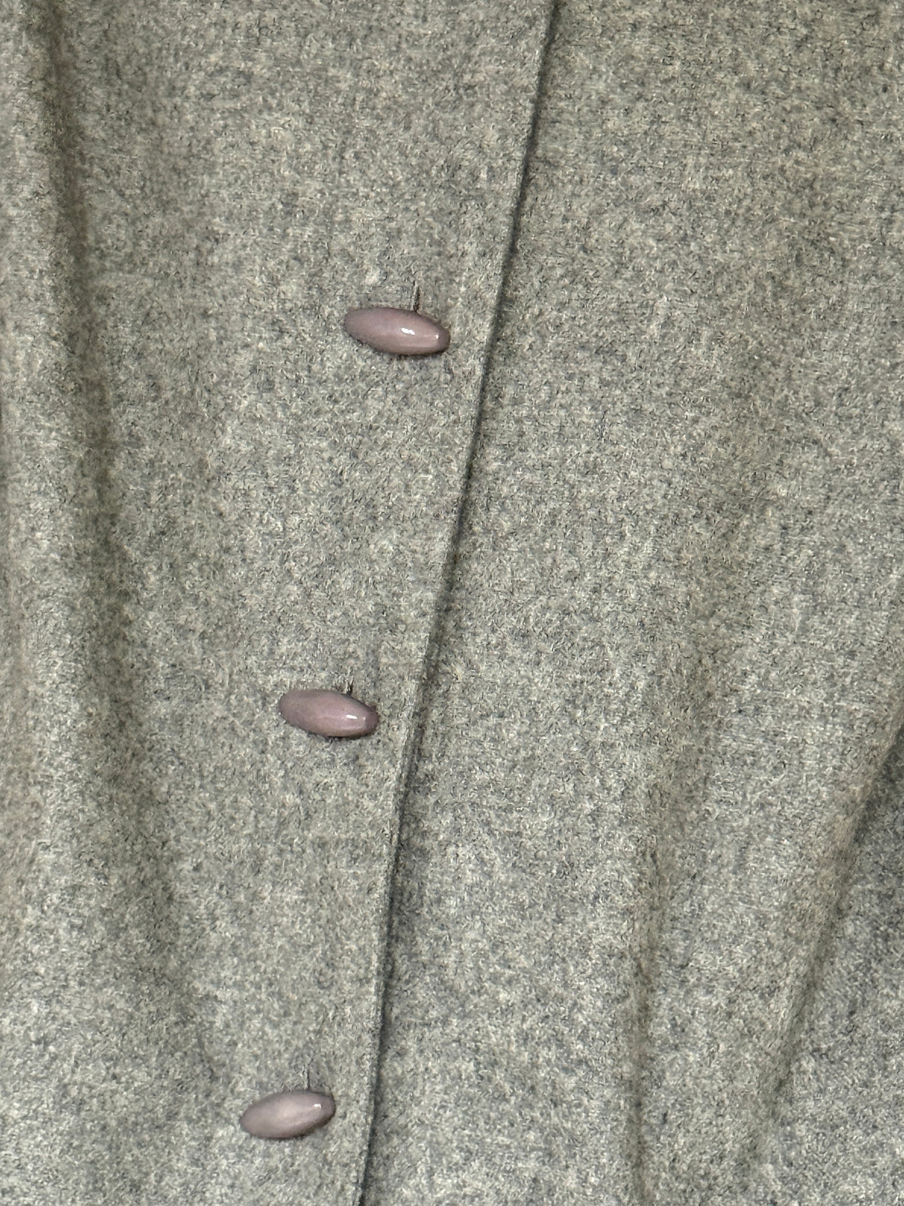 Vintage grey coat oval button detail