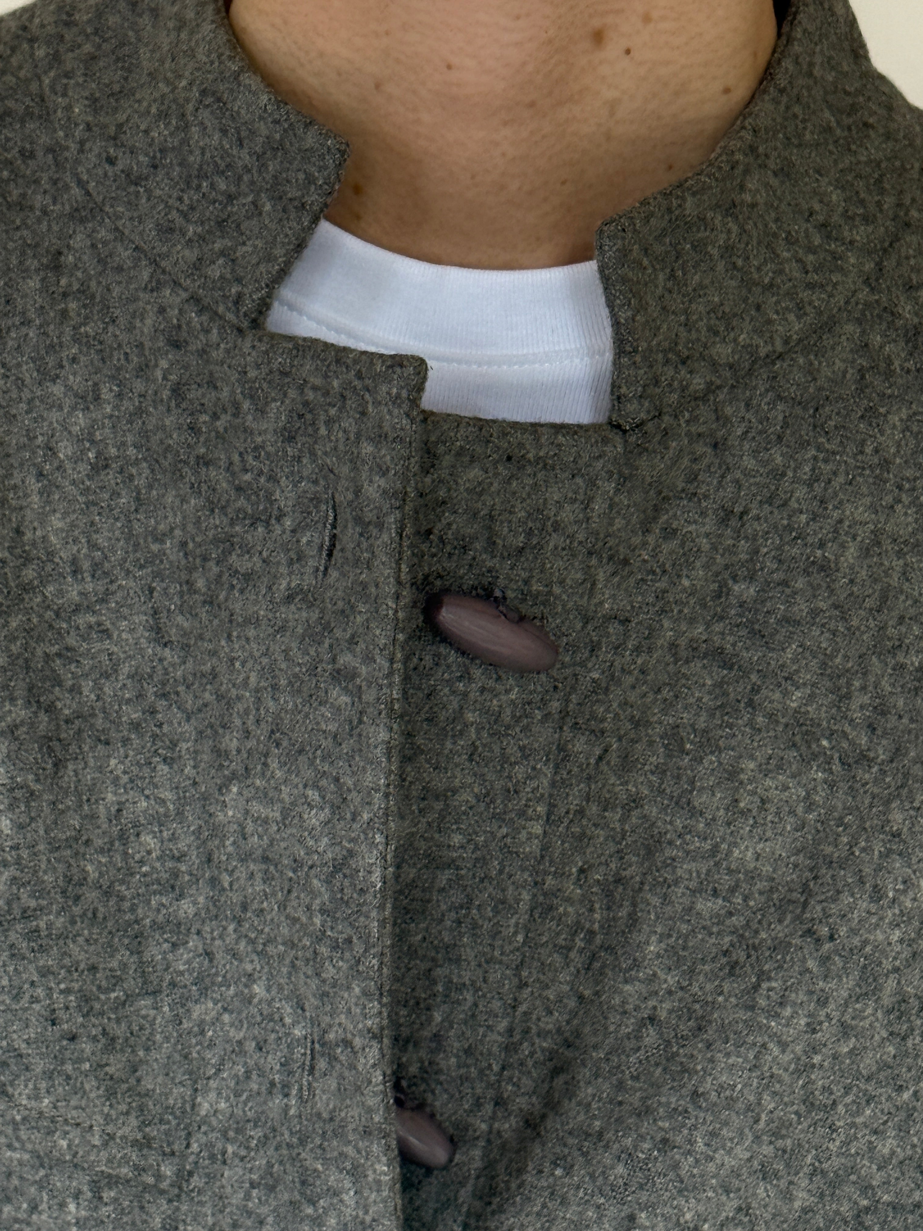 Vintage grey wool-like fabric close-up