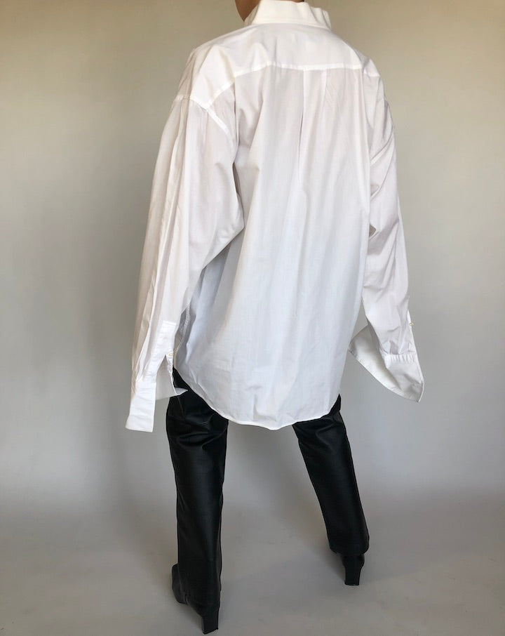 VINTAGE OVERSIZED WHITE PLEATED COTTON SHIRT 315