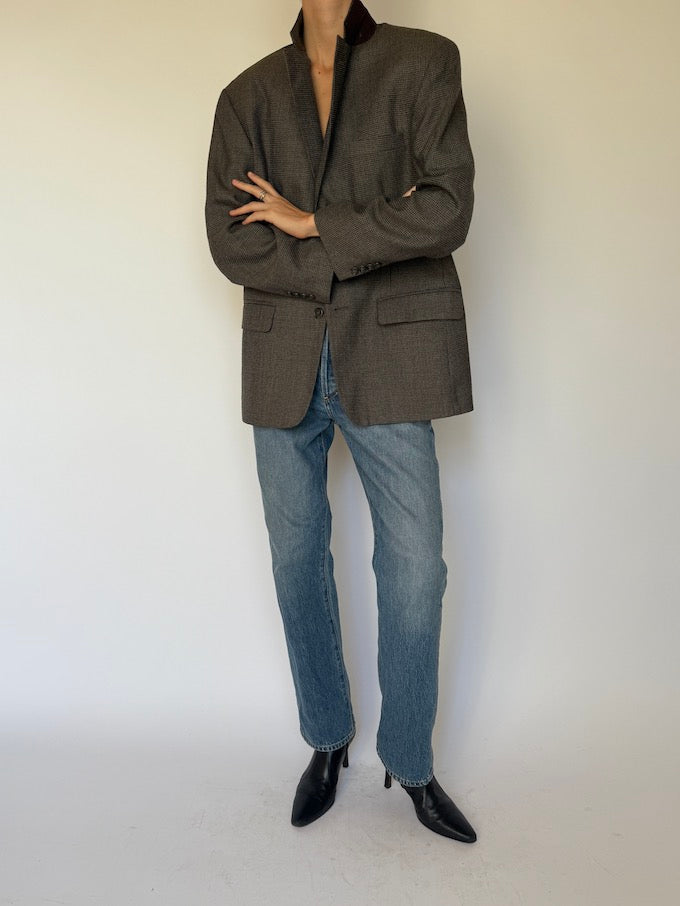 Vintage Checked Wool Blazer 6619