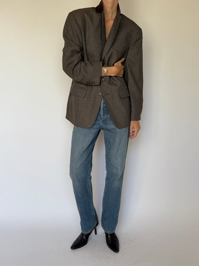 Vintage Checked Wool Blazer 6619