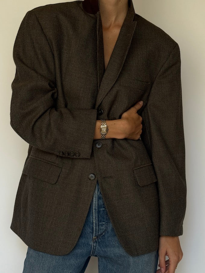 Vintage Checked Wool Blazer 6619