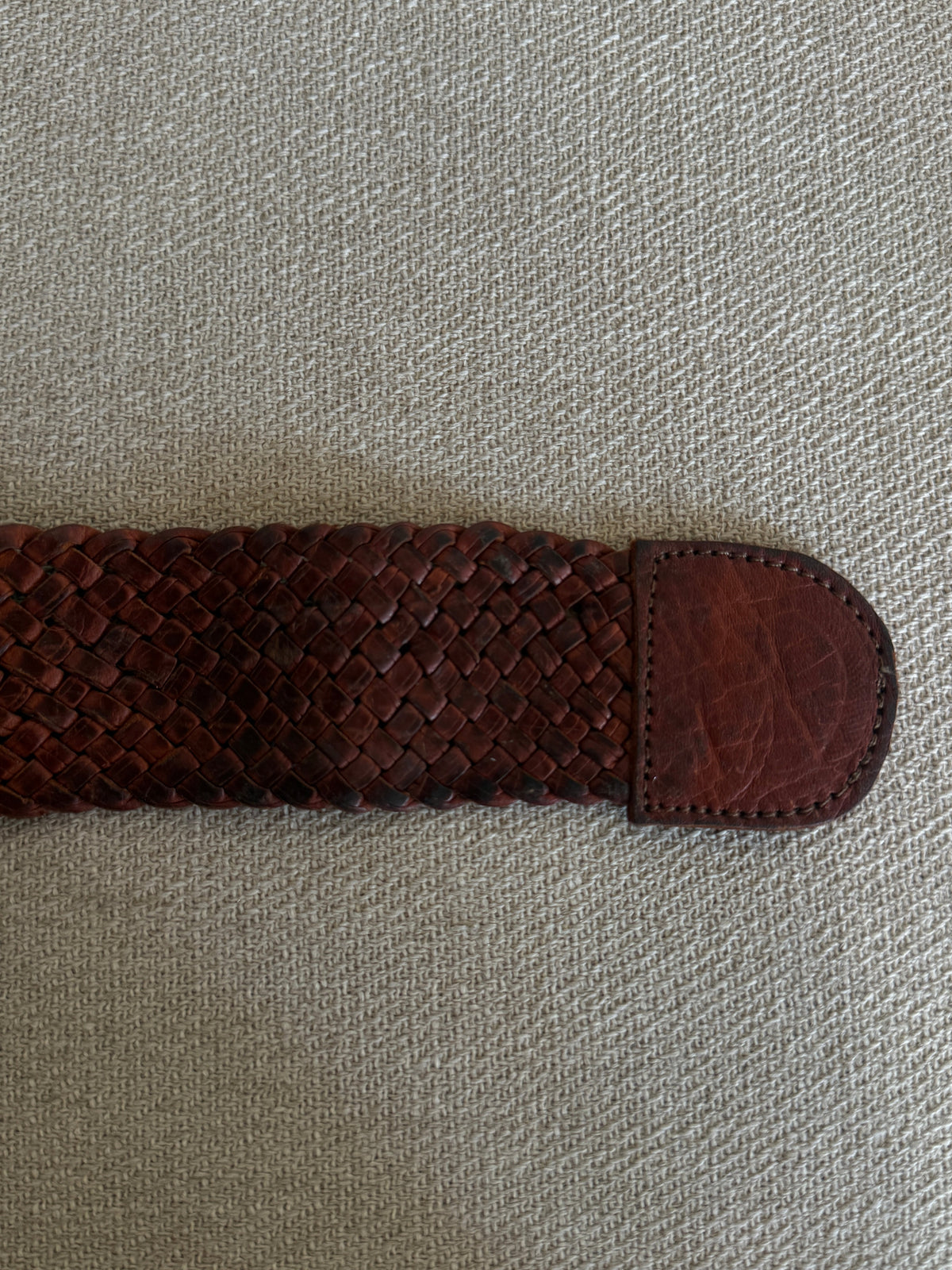 Vintage western braided leather belt brown strap detail