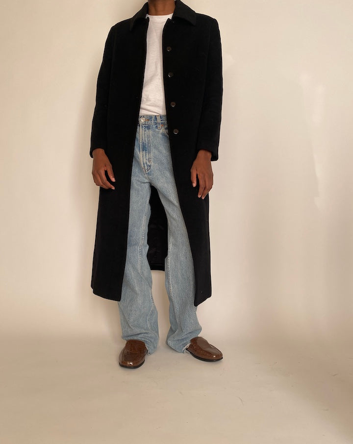 VINTAGE LONG BLACK COAT 4289