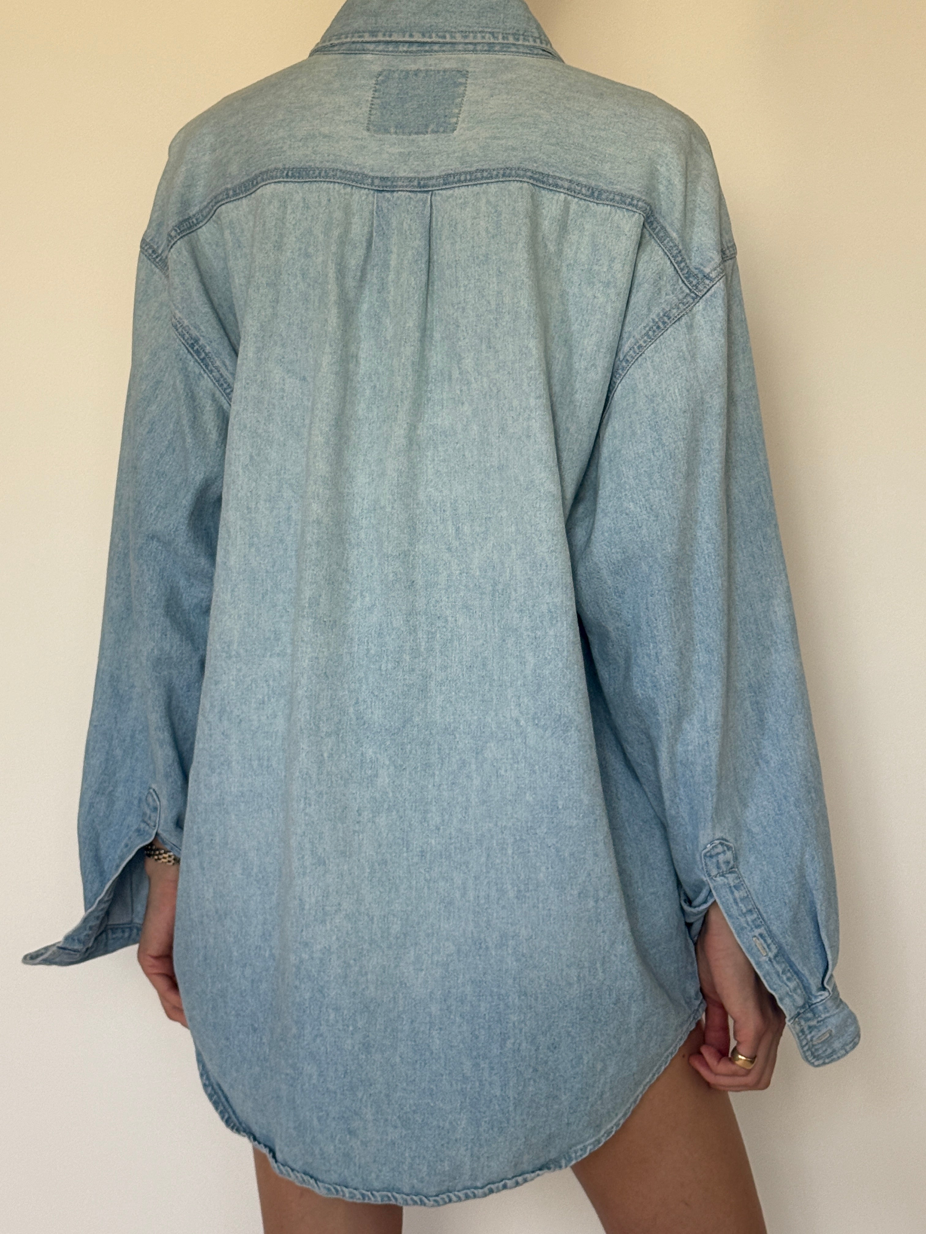 Vintage oversized denim shirt back view