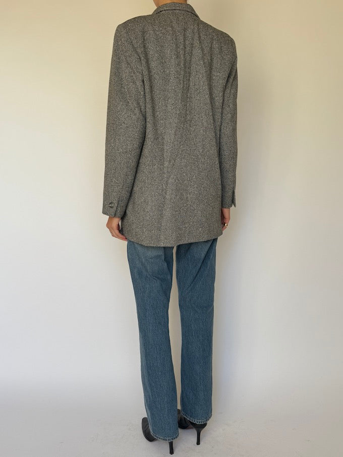 Vintage Wool-Blend Tweed Blazer