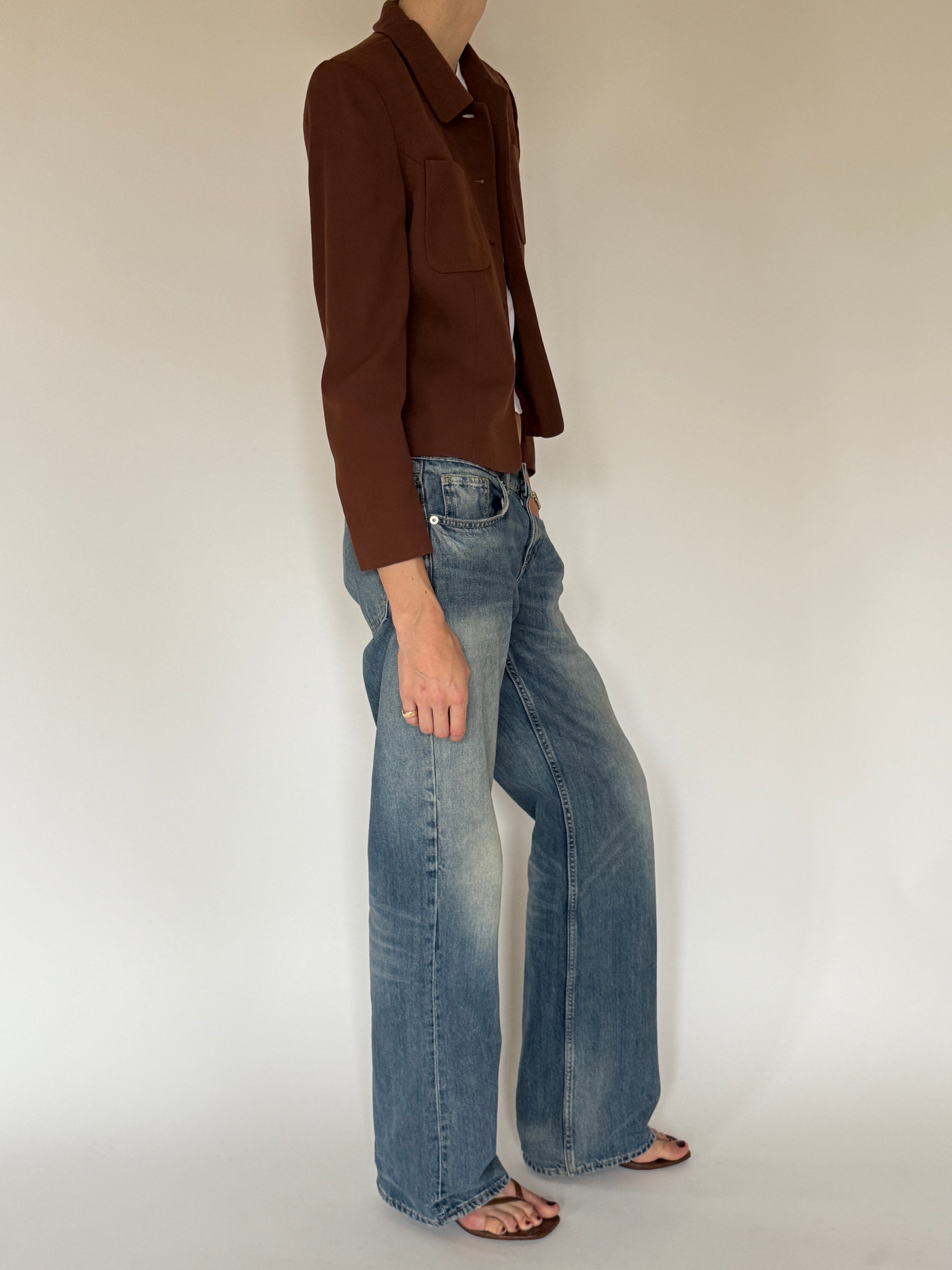Vintage brown wool jacket side view
