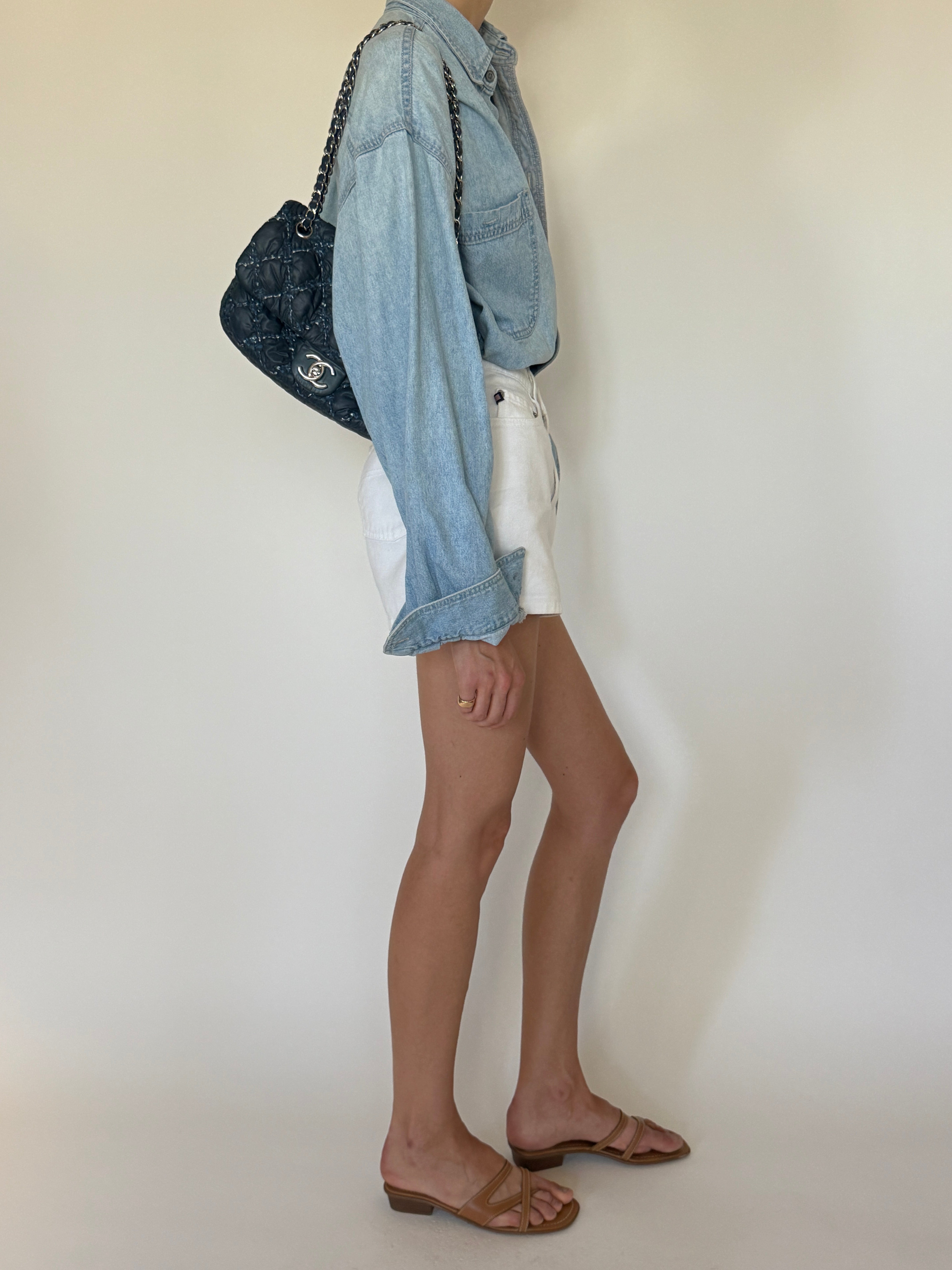 Vintage oversized denim shirt side view