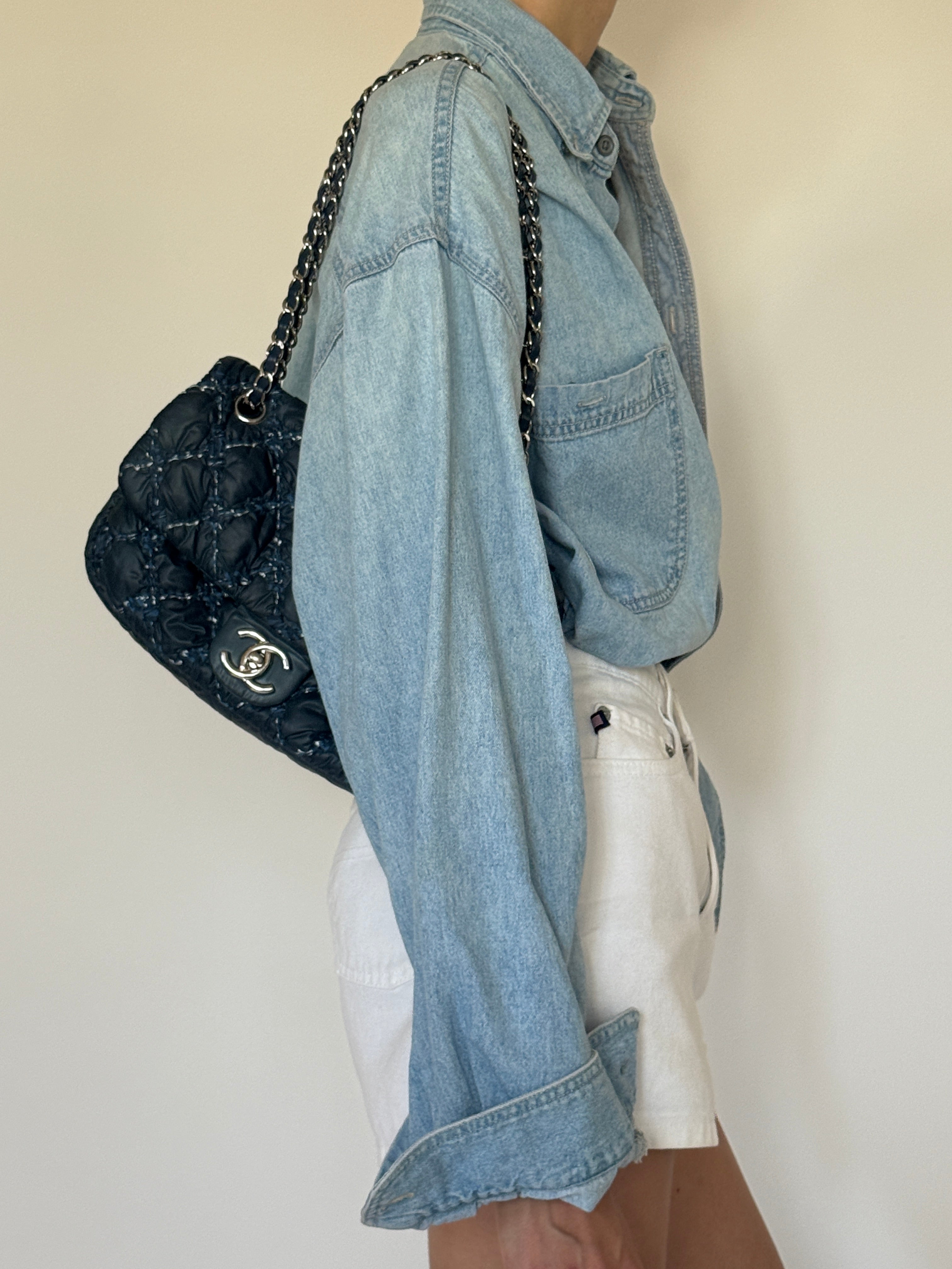 Vintage oversized denim shirt side view