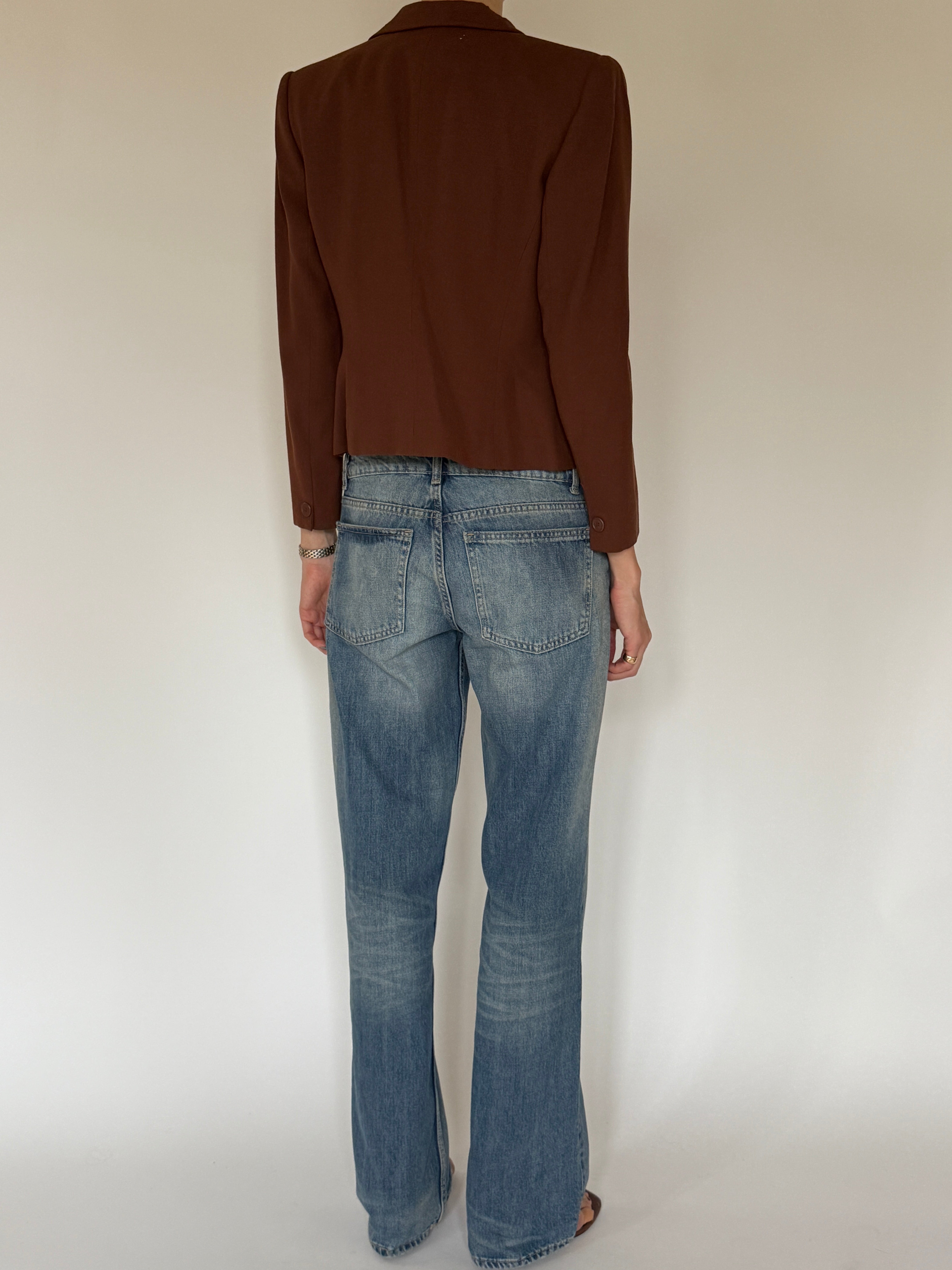 Vintage brown wool jacket back view