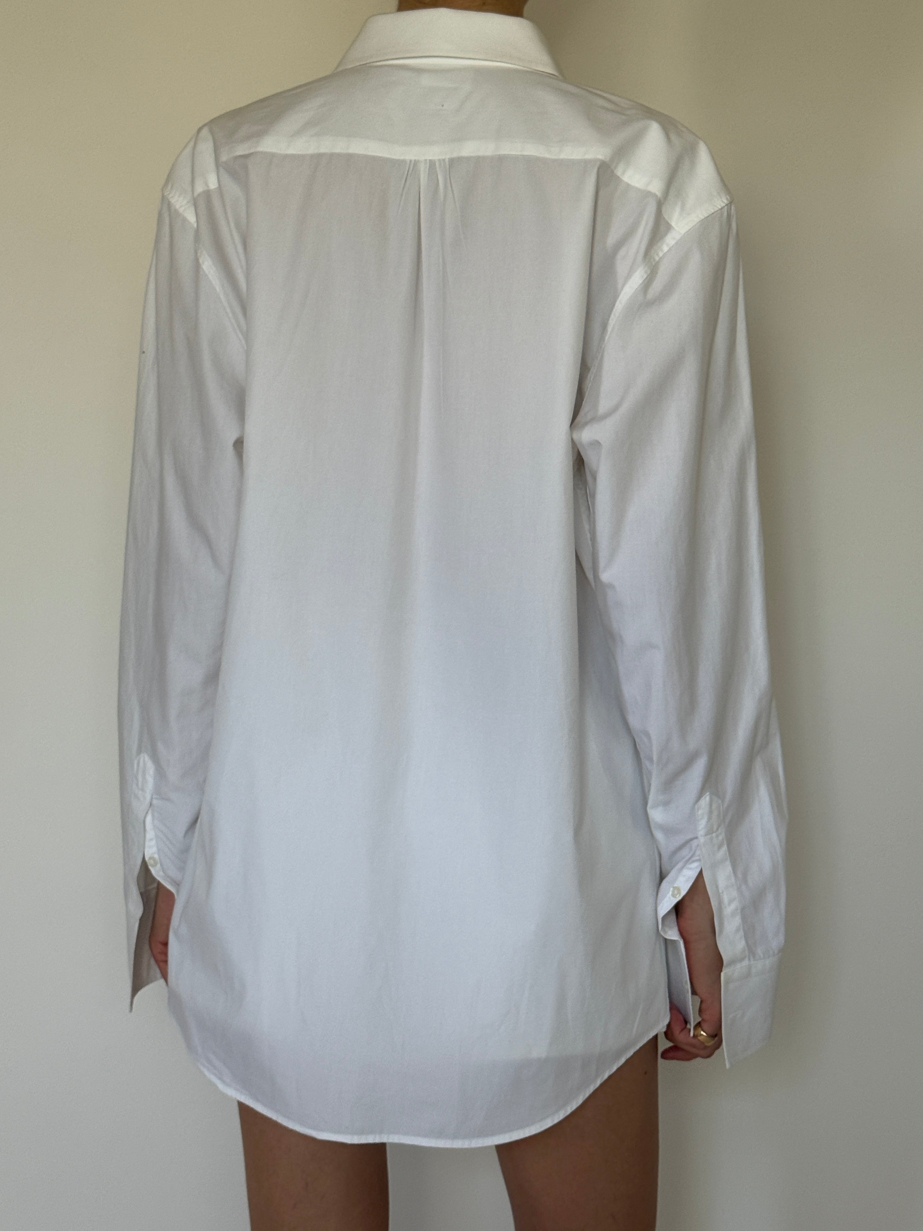 Vintage white button-up shirt back view